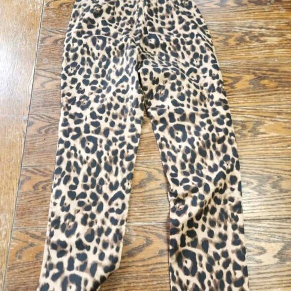 Reformation Braydon Leopard Pants  Brown Front Zip Pockets sz Size 2P - Picture 4 of 4
